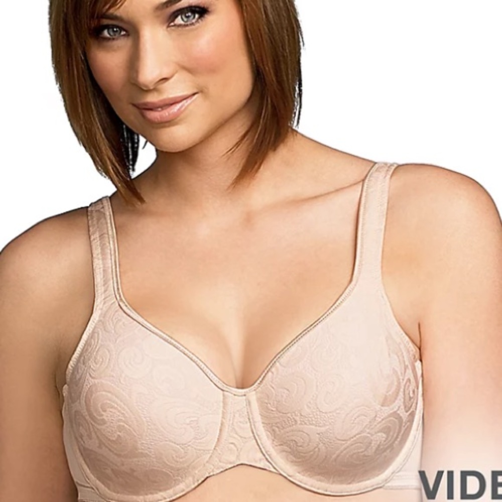 Vanity Fair Enchanted Lace 75031 beige underwire bra 36 DDD four hooks adj strap